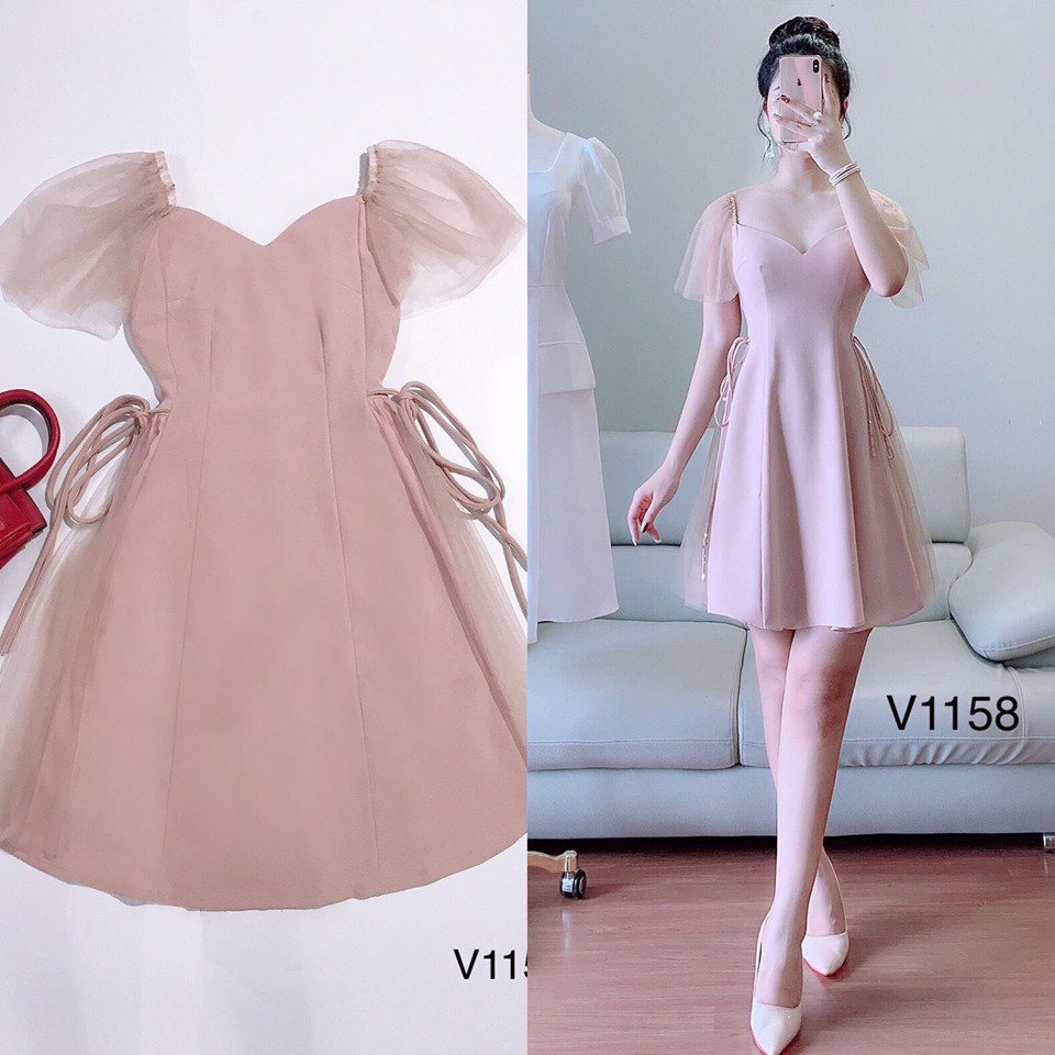 Váy xinh đi ăn cưới màu hồng dáng xòe - Cherish shop