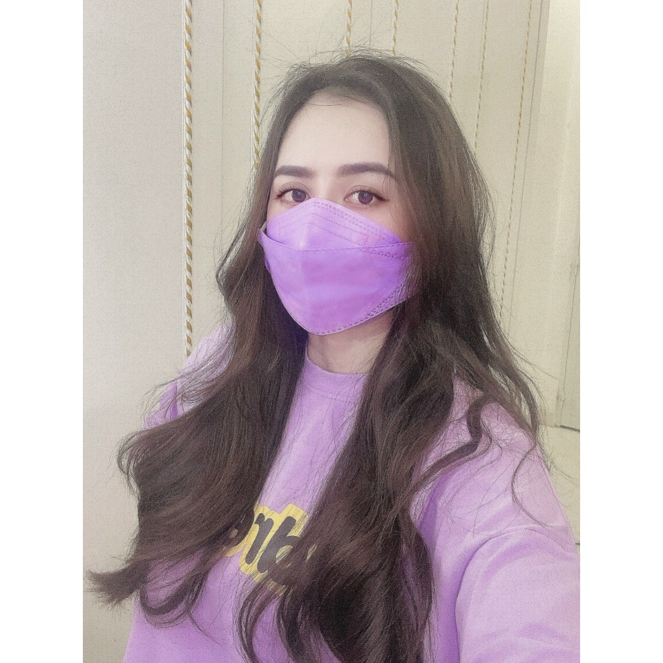 Hàng có sẵn - 10 cái khẩu trang Hàn Quốc KF94 màu tím vàng cam hồng xanh