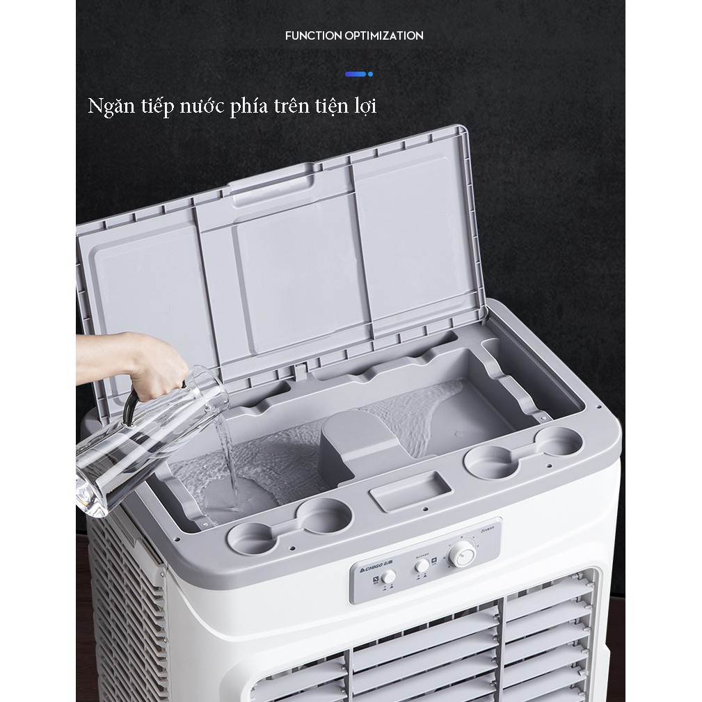 Quạt điều hòa, quạt đá Chigo cỡ lớn L251JS chứa 55L(+5L ở trên ngăn tiếp nước tổng 60L)