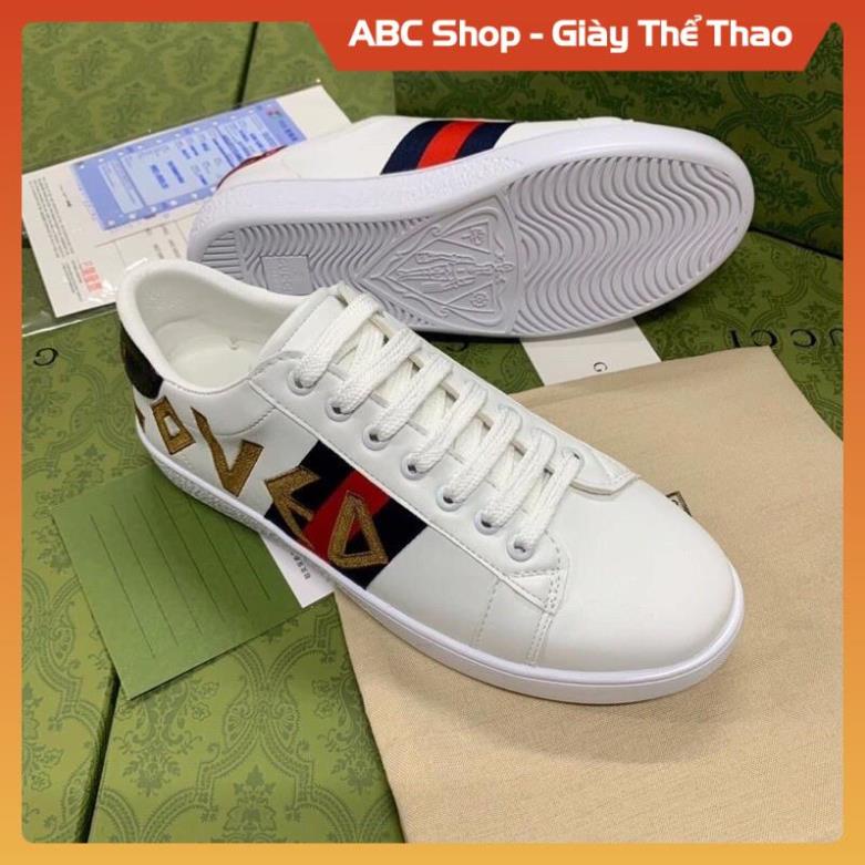 [Free Ship + Hàng Xịn Sò] Giày Thể thao nam GC LOVE  full box, Giầy Gucci gót tím đỏ full bill box