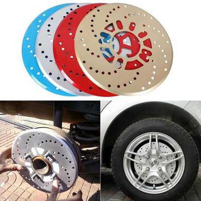 BỘ 2 Đĩa nhôm trang trí và bảo vệ phanh bánh xe hơi ô tô nhiều màu sắc thời trang