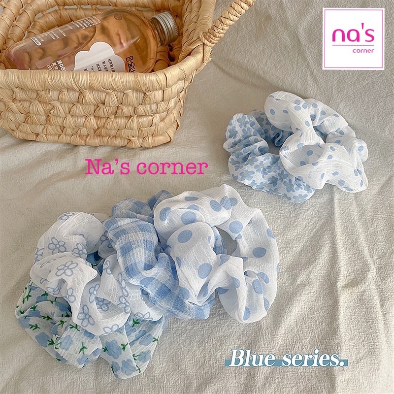 Thun cột tóc vải chun buộc xanh dương - Link 2