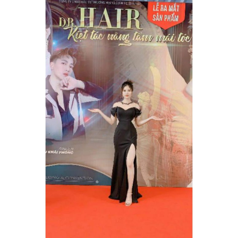 Đầm dạ hội rớt vai phối lưới thiết kế cao cấp kèm ảnh thật  tặng hoa tai thời trang xinh xắn