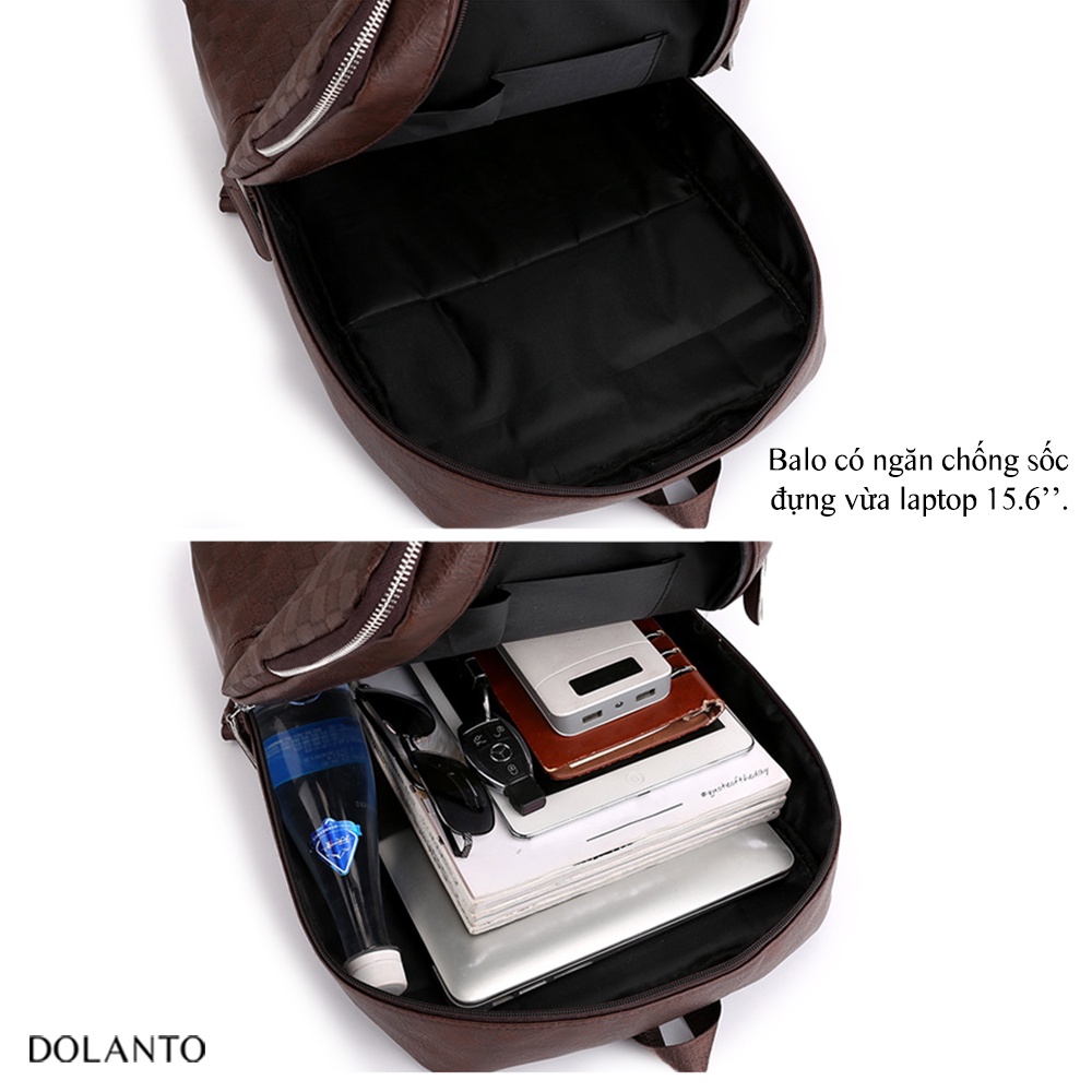 Balo Đi Học Da Thật TARTAN Chống Nước Cao Cấp Thời Trang Rẻ Đẹp Nhẹ Da Đen Đựng Laptop Đi Chơi Du Lịch Nam Nữ DOLANTO