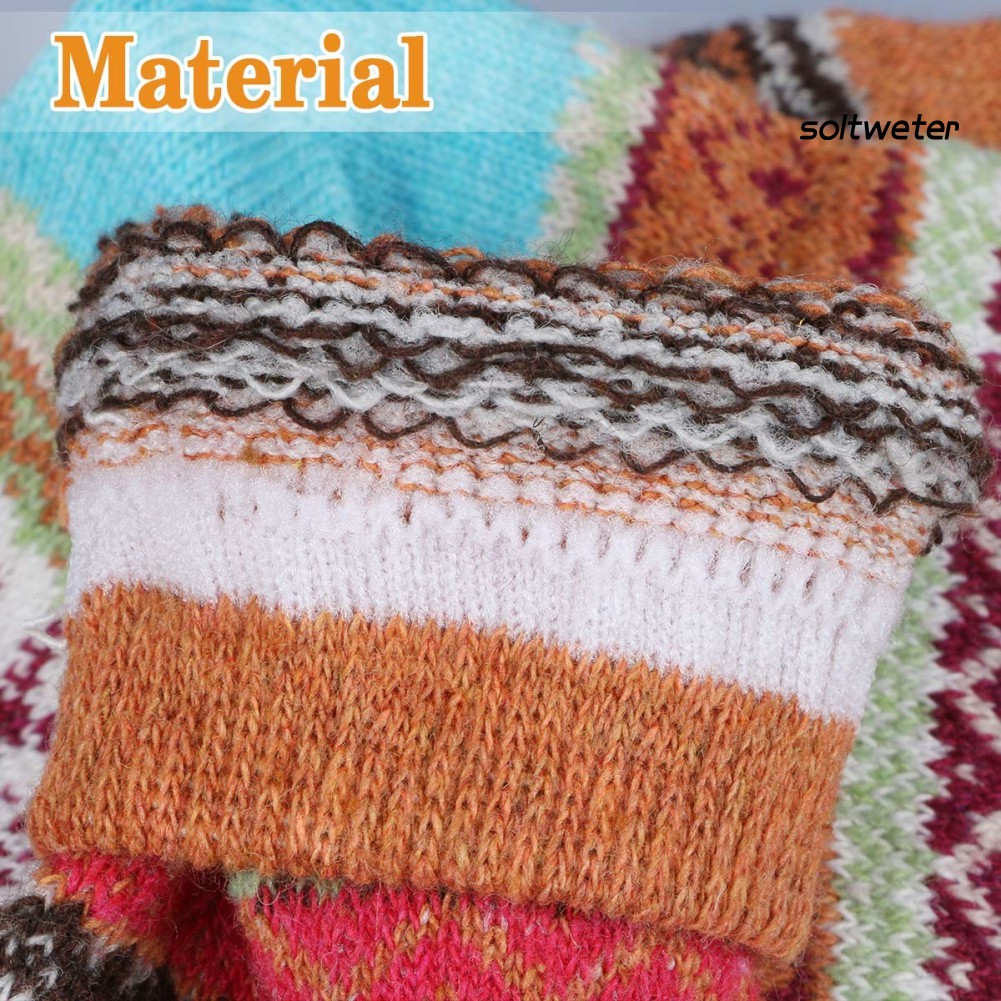 Set 6 Đôi Vớ Len Dày Họa Tiết Sọc Thời Trang Cho Nữ