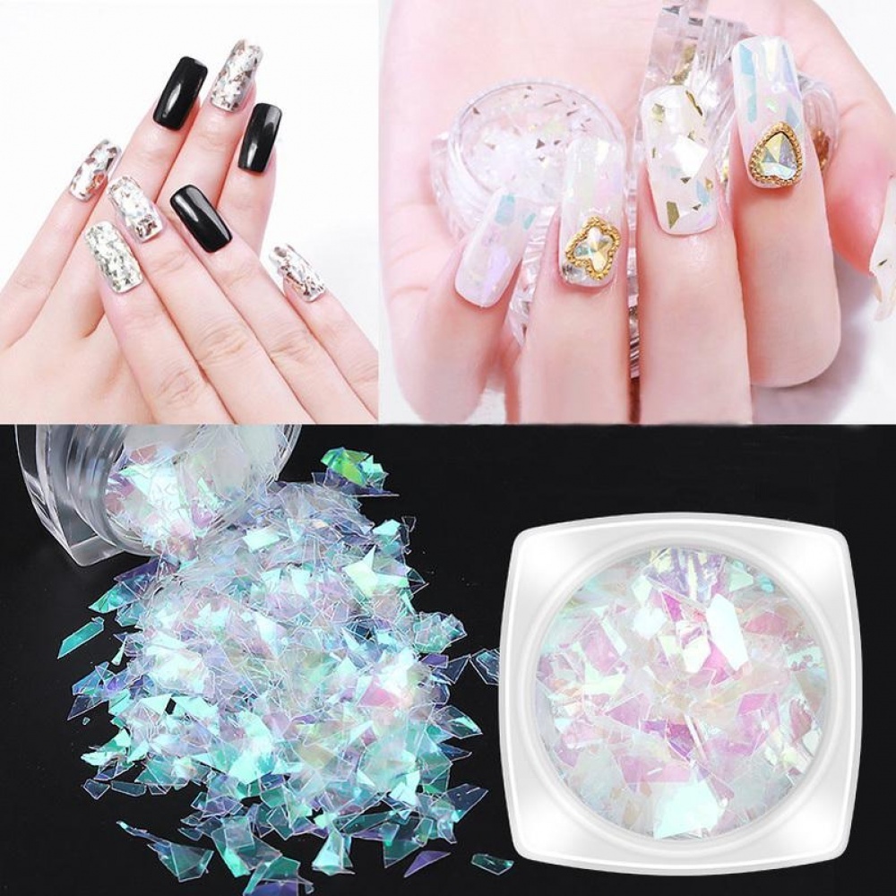 [Hàng mới về] Bộ 6 hũ giấy bóng kính kim tuyến trang trí móng nghệ thuật 3d 6 màu tùy chọn