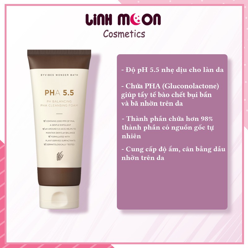 [Mã SKAMPUSH11 giảm 10% đơn 200k] Sữa Rửa Mặt - Byvibes Wonder Bath PHA 5.5 PH Balancing PHA Cleansing Foam | BigBuy360 - bigbuy360.vn