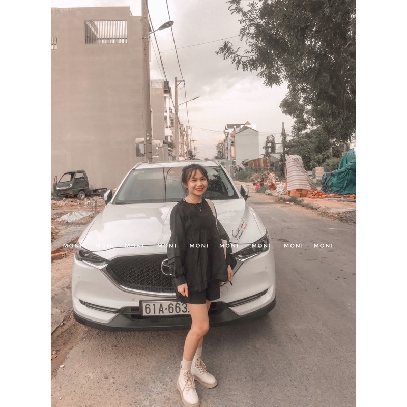 Set bộ áo babydoll short đen tay phồng nơ 🌻 | BigBuy360 - bigbuy360.vn