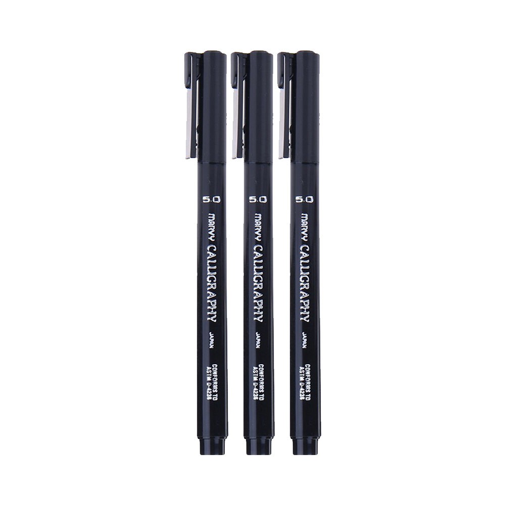 Bút viết thư pháp Marvy 6050 nét 5.0mm/3.5mm Caligraphy Pen màu đen