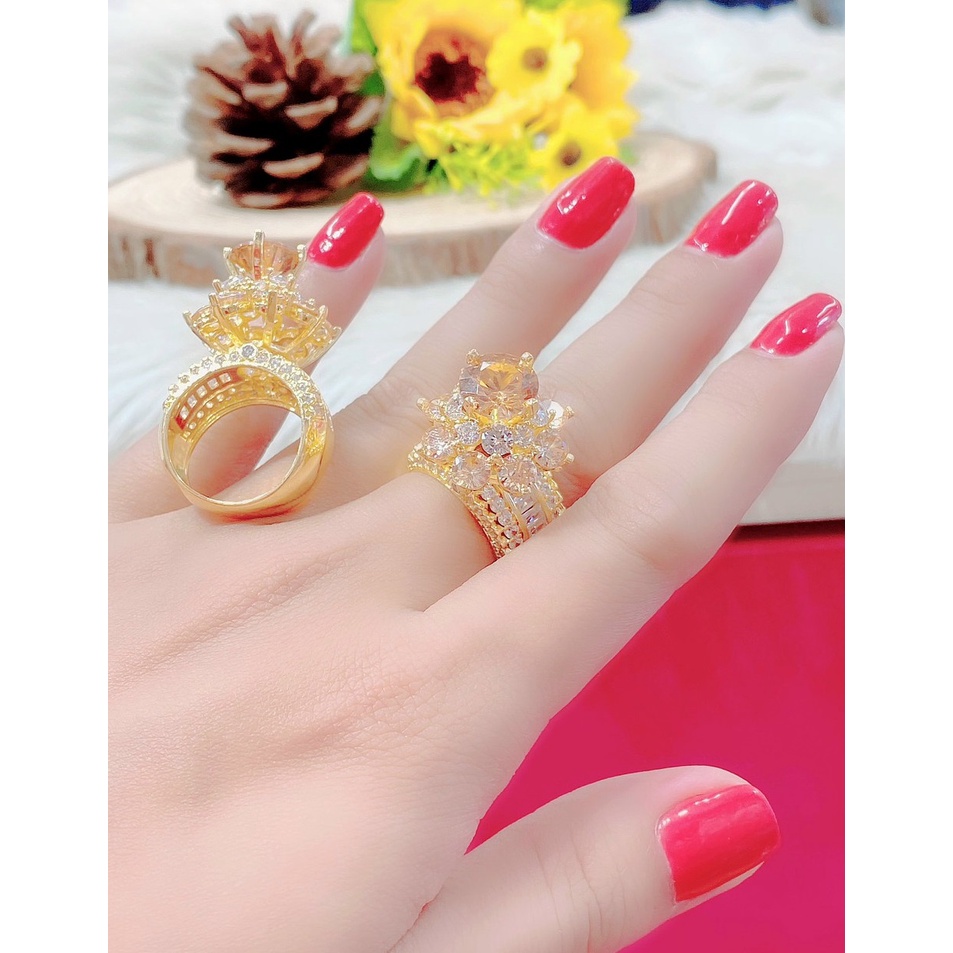Nhẫn Nữ Mạ Vàng 18K Mạ Vàng 067R071122 Hột Trà