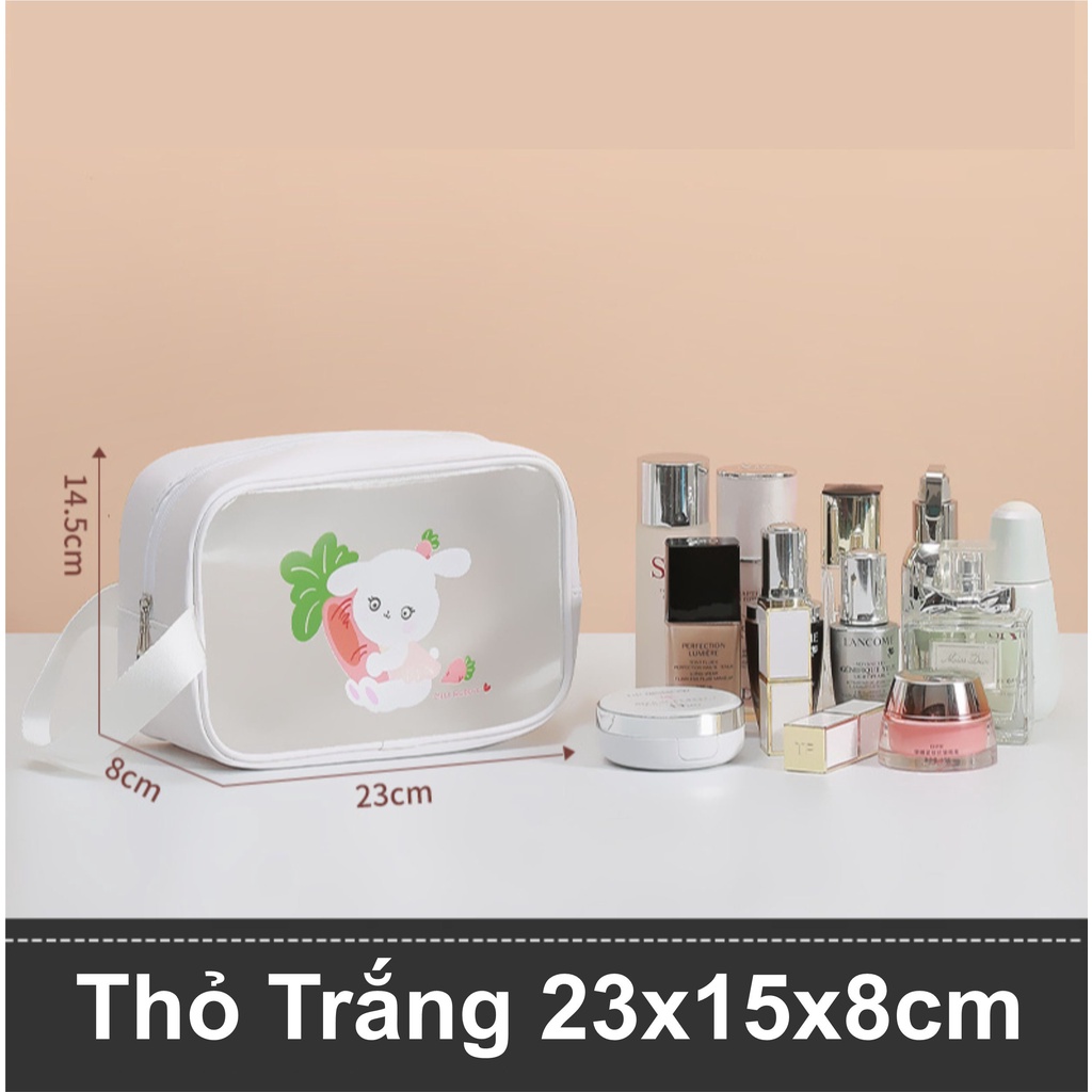 Túi Đựng Mỹ Phẩm Du Lịch 3 Ngăn In Hình Thỏ Trắng