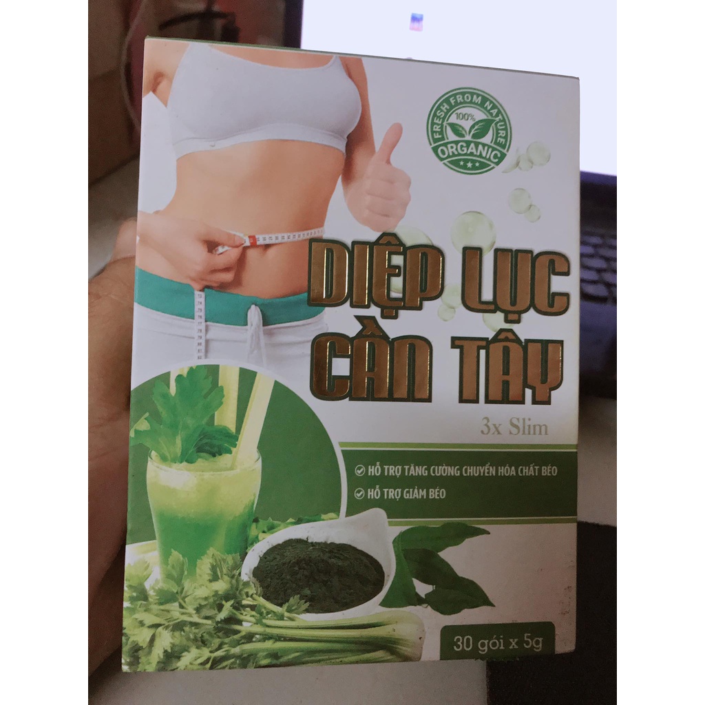Diệp Lục Cần Tây 3X Slim- Hỗ Trợ Giảm Béo,Làm Đẹp Da,Hỗ Trợ Thải Độc Gan, Phòng Chống Ung Thư, Giảm Mỡ Máu (HỘP 30 GÓI )