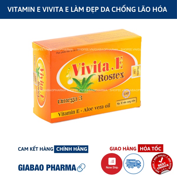 Viên uống đẹp da Vitamin E bổ sung vitamin e, chống lão hóa, làm sáng da, giảm sạm nám,hô trợ nội tiết tố nữ (Hộp 30 viê