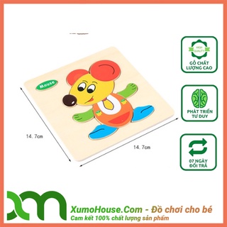 Đồ chơi xếp hình bằng gỗ Tranh xếp hình nổi 3D - Bộ đồ chơi xếp hình gỗ thông minh cho bé 1,2,3 tuổi
