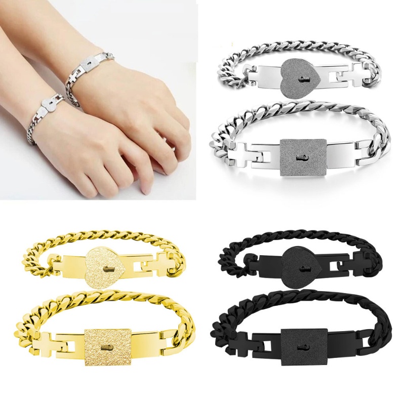 Bộ 2 Vòng Tay Cặp Đôi Kèm Chìa Khóa Trái Tim Và Chìa Khóa Thời Trang