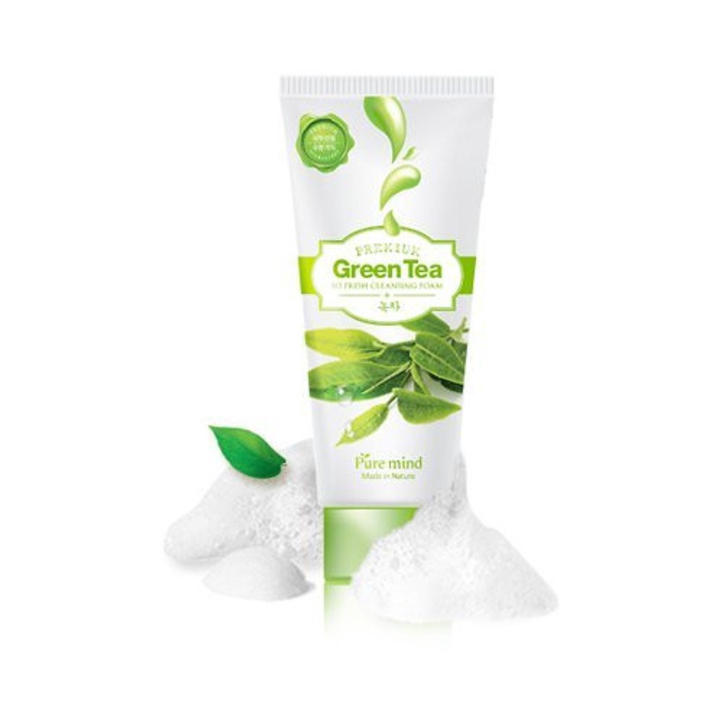 Sữa Rửa Mặt Trà Xanh Chống Oxy Hóa, Dùng Cho Da Dầu Mụn Puremind Green Tea Cleansing Foam 100ml&180ml