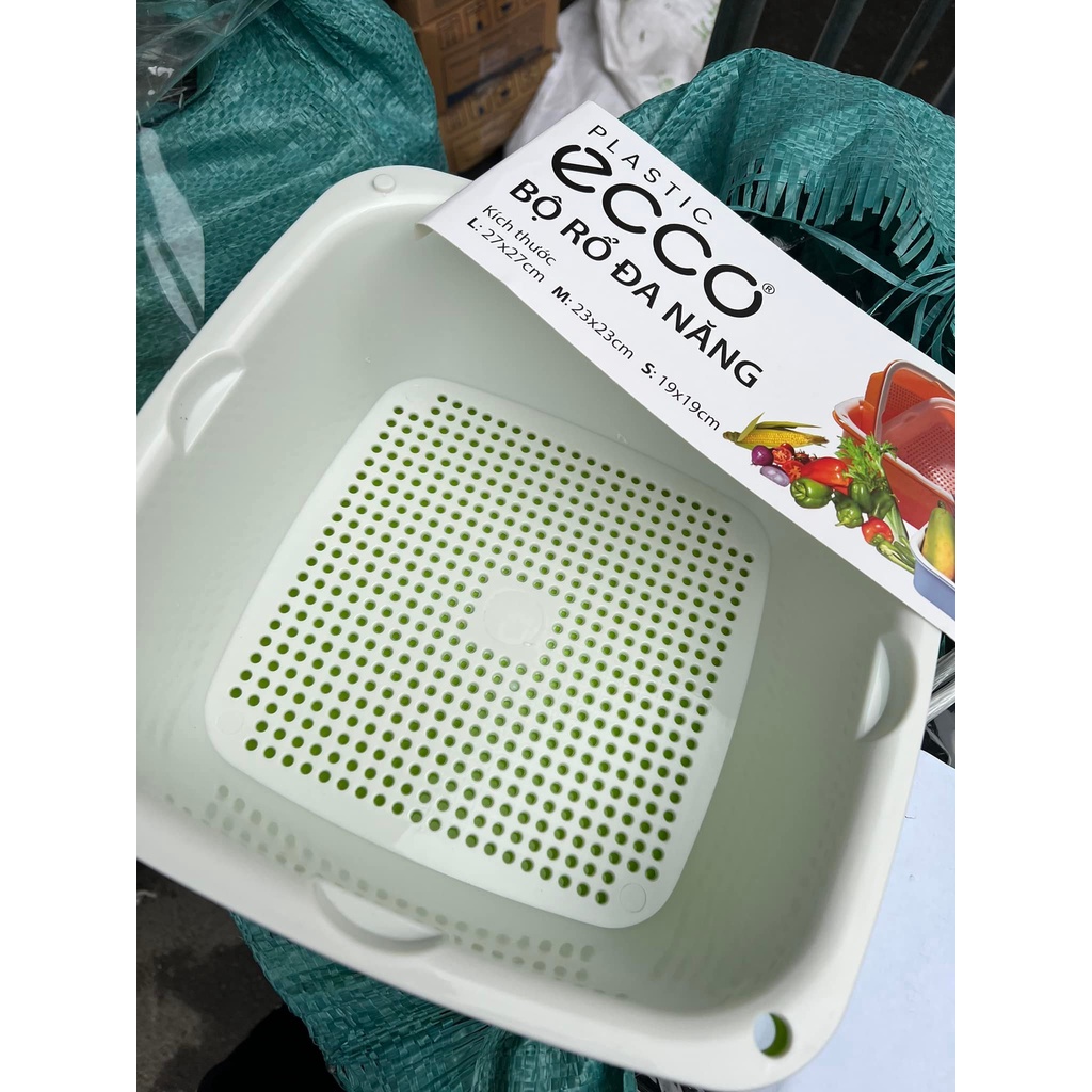 SET 6 CHẬU RỔ VUÔNG ECCO NHỰA ĐẸP SIÊU TIỆN DÙNG (3 CHẬU + 3 RỔ)