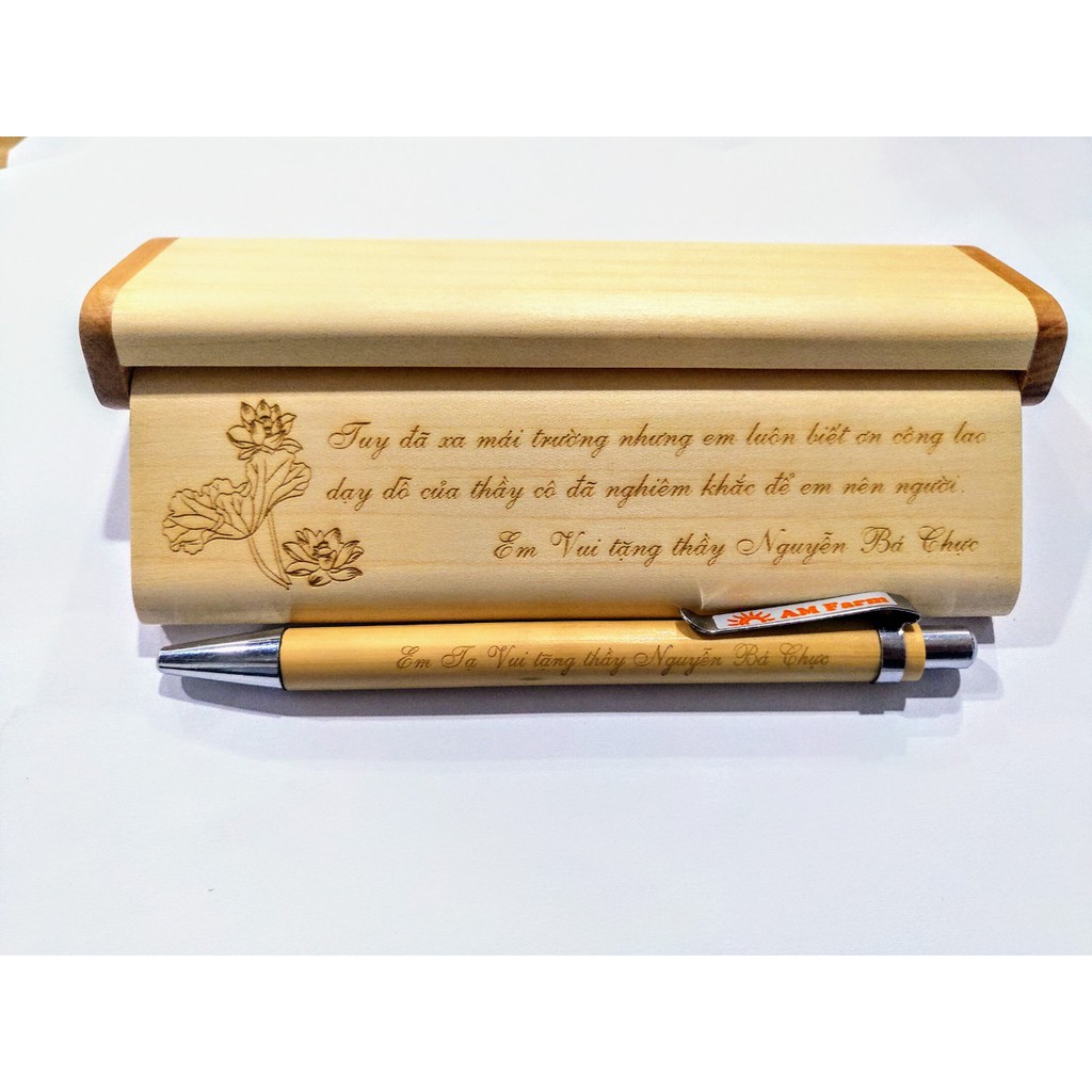 [Freeship 50k] Bút tre, bút gỗ, hộp bút gỗ khắc tên, quà tặng gỗ theo yêu cầu của khách hàng.