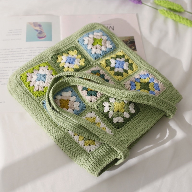 DIY gói nguyên liệu tự đan móc túi xách nữ vintage hoa hướng dương crochet xinh xắn handmade quà tặng tự làm amigurumi