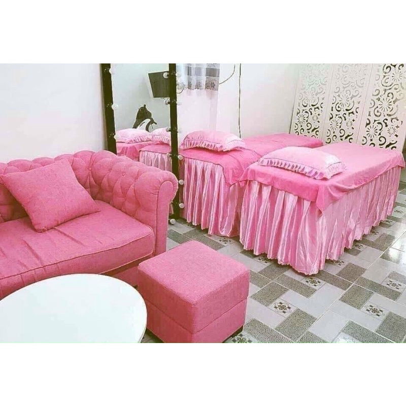 Ga giường spa, phun xăm chất liệu phi lụa bóng mượt