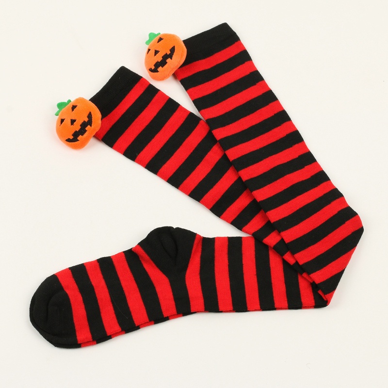 Vớ Dài Họa Tiết Kẻ Sọc 3D Phong Cách Halloween Thời Trang Cho Nữ