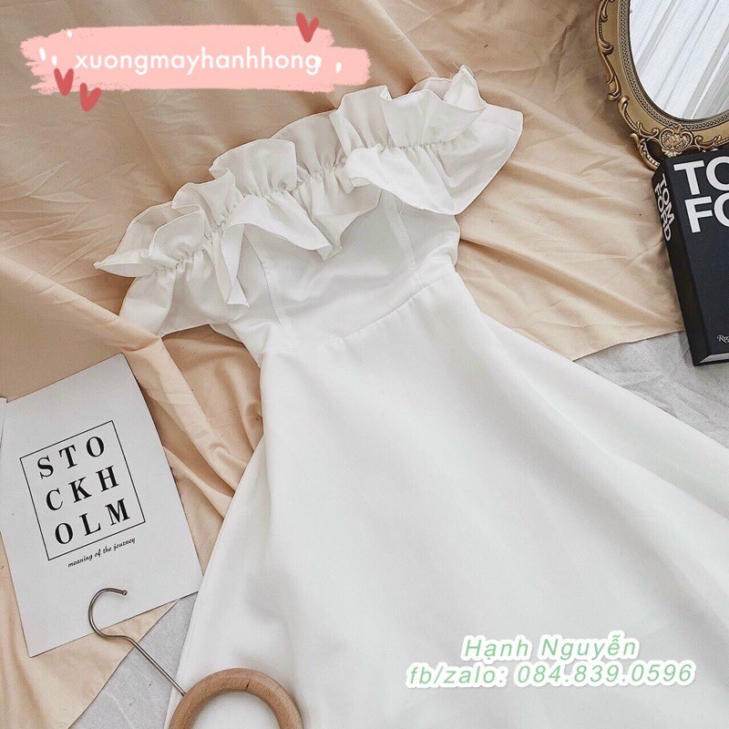 Đầm trắng trễ vai tiểu thư công chúa, Váy trắng xoè bồng sang chảnh | BigBuy360 - bigbuy360.vn