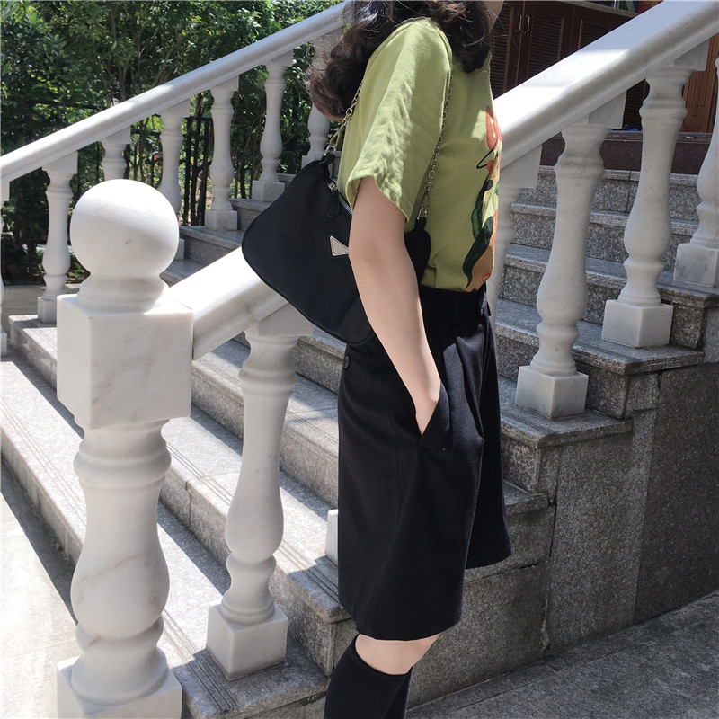 Túi xách dây đeo phối xích màu đen thiết kế thanh lịch thời trang