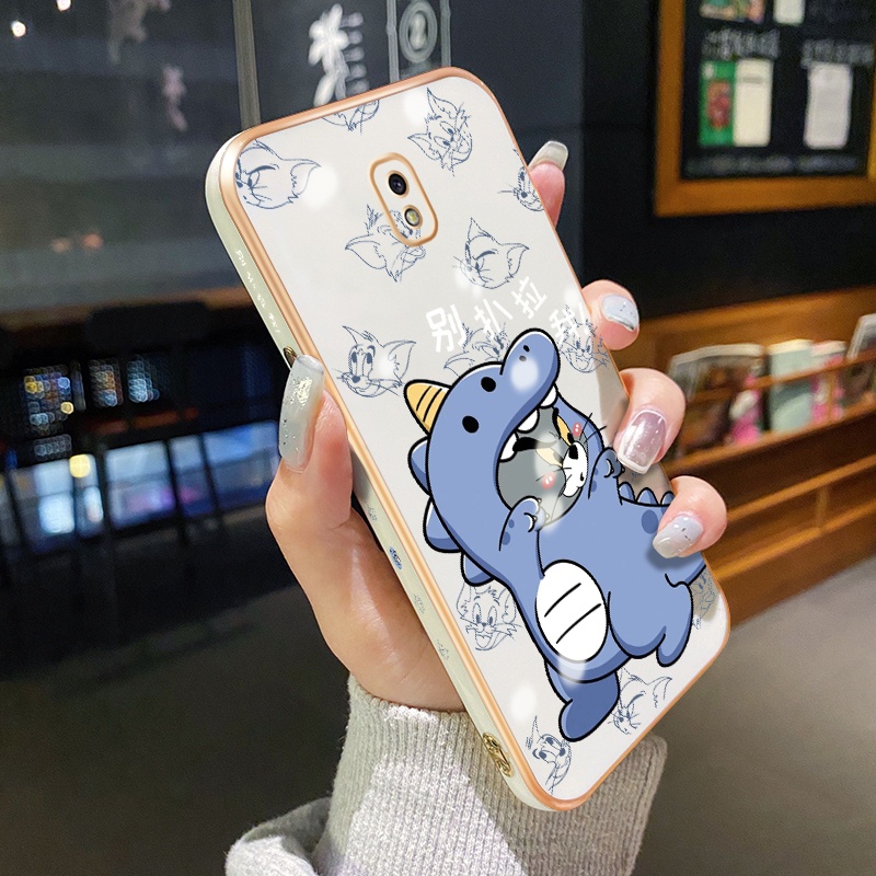 Ốp Điện Thoại Viền Mạ Chống Sốc Họa Tiết Mèo Hoạt Hình Cho Samsung J7 Pro J7 2018 J7 2017
