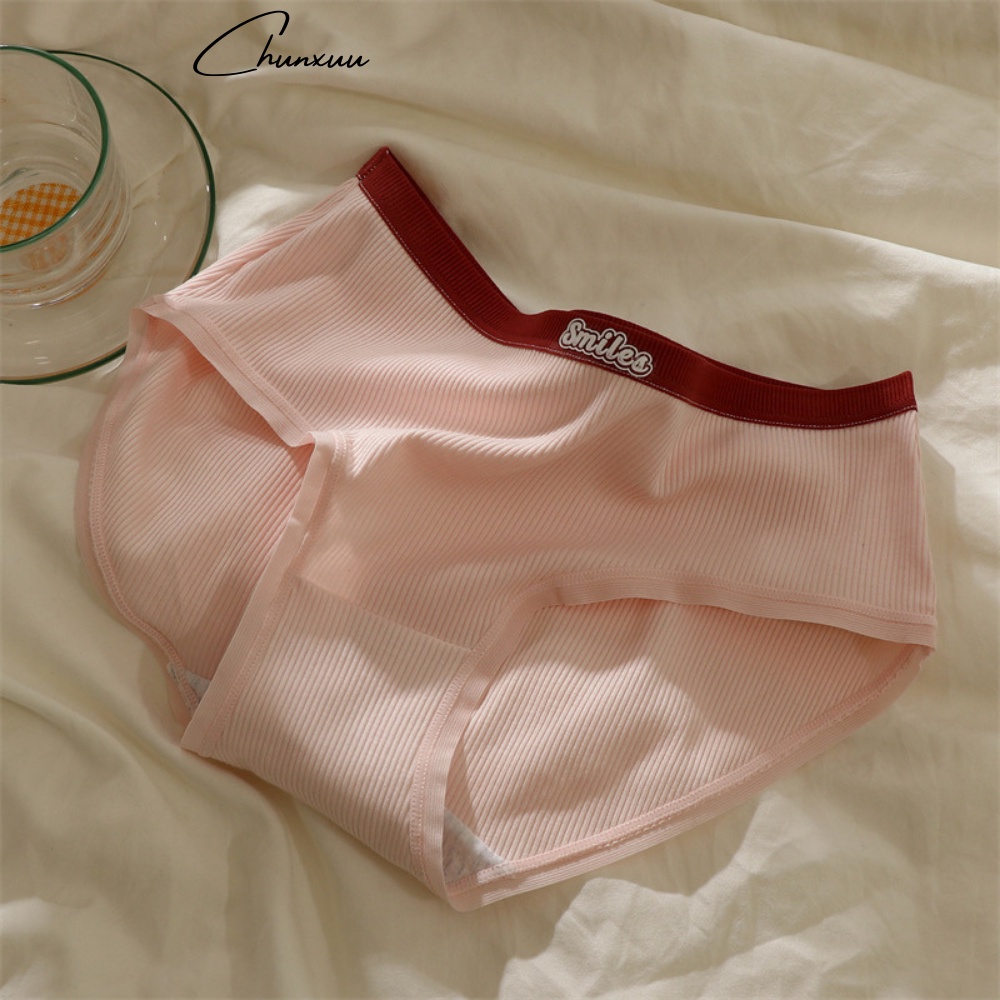 Quần lót nữ cotton tăm kẻ mềm mại co dãn 4 chiều thoáng mát có viền chữ - ChunXuu QC115