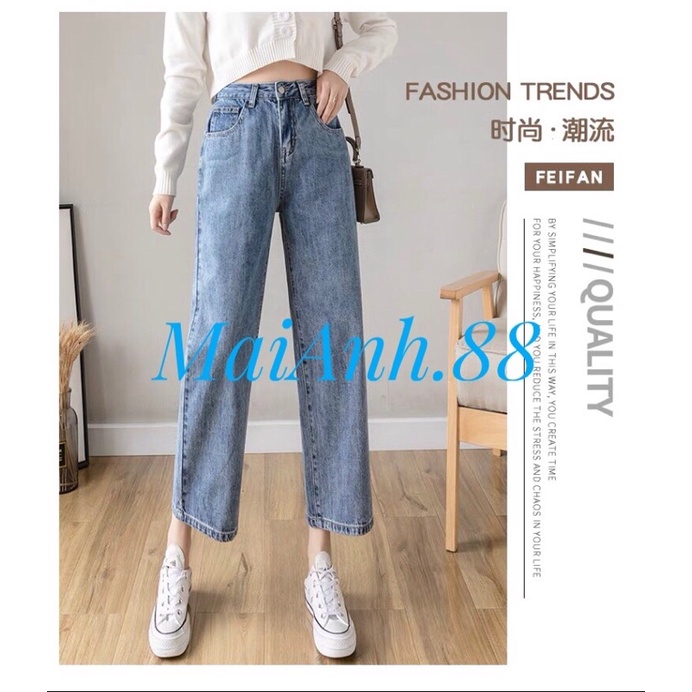 Quần jeans ống rộng nữ MaiAnh.88 quần bò ống suông lưng cao | BigBuy360 - bigbuy360.vn