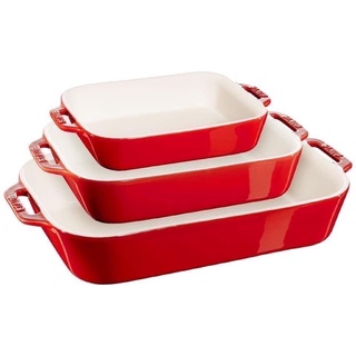 Set 3 khay gốm chữ nhật bỏ lò staub