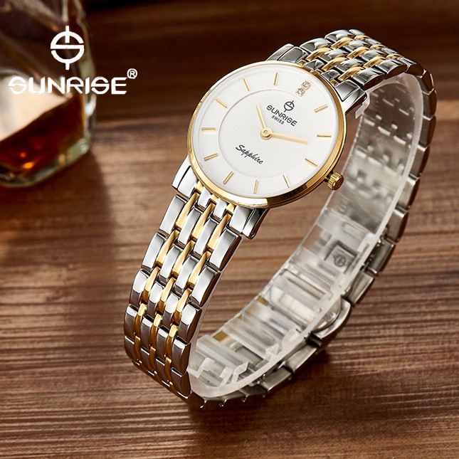 Đồng hồ nữ siêu mỏng Sunrise DL736SWB và DL737SWB kính Sapphire chống xước - Fullbox