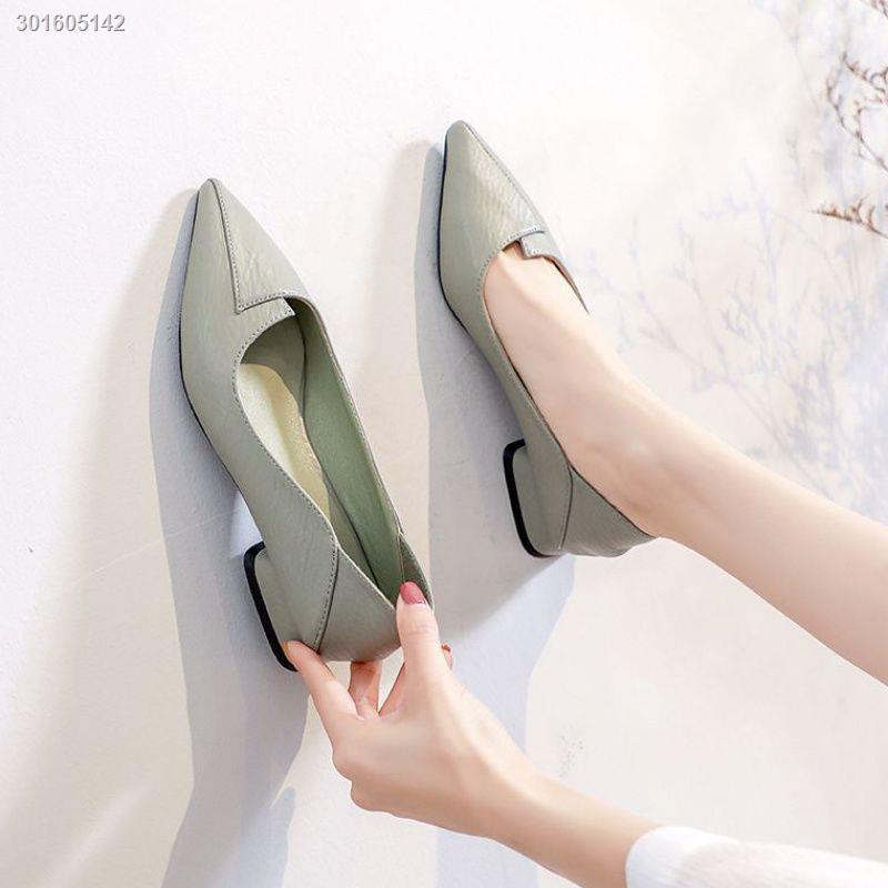 Giày cao gót 3cm da mềm đế dày mũi nhọn thời trang công sở đơn giản thanh lịch cho nữ