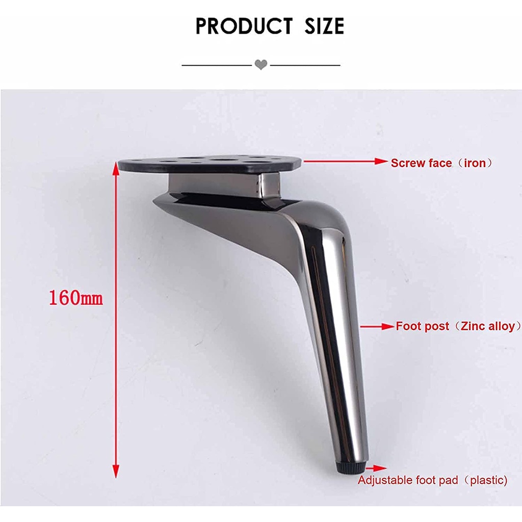 Chân ghế SOFA mỏ vịt đen bóng cao 150mm