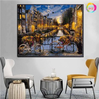Tranh Tô Màu Theo Số - Tranh Sơn Dầu Số Hóa Tự Tô Khung Cảnh Châu Âu Thơ Mộng