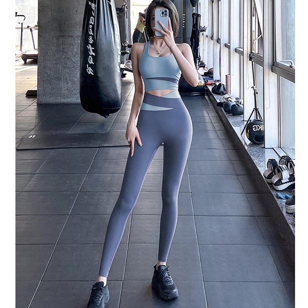 Bộ đồ tập thể thao set đồ gym tập yoga nữ thun poly co giãn cạp cao gen bụng Rẻ Đẹp Gymstore