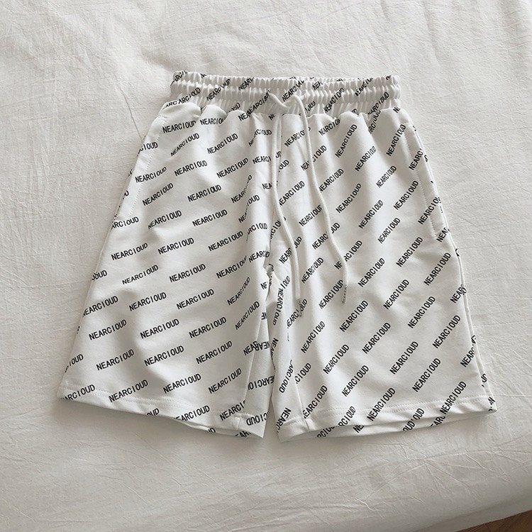 Quần đùi nam in chữ NEARC I OUD  cả quần là điểm nhấn, chất Umi cotton mát thỏa mái