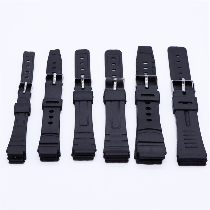 Dây Đeo Đồng Hồ Bằng Cao Su Silicone Màu Đen Có Chốt Cài Kích Thước 12mm 14mm 16mm 18mm 20mm 22mm