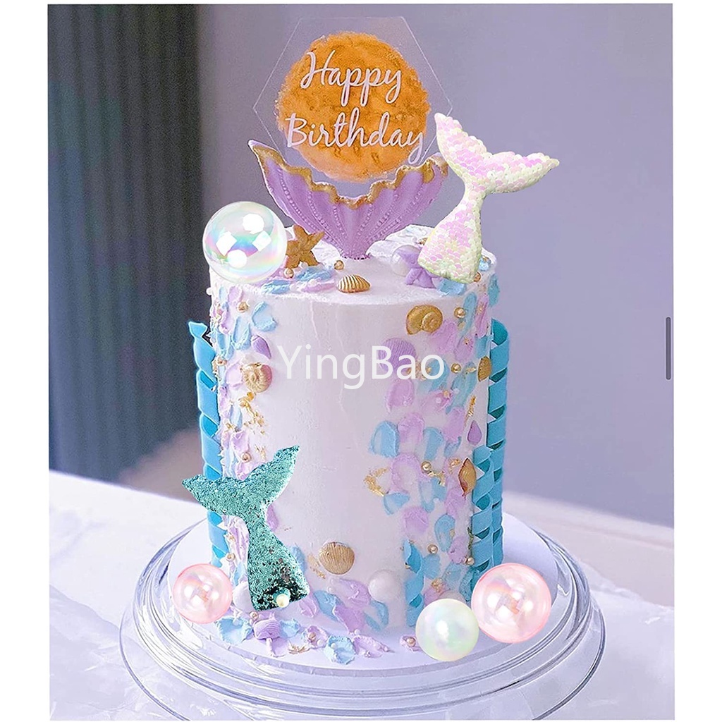 Set 12 Que Gắn Đuôi Nàng Tiên Cá Trang Trí Bánh Kem