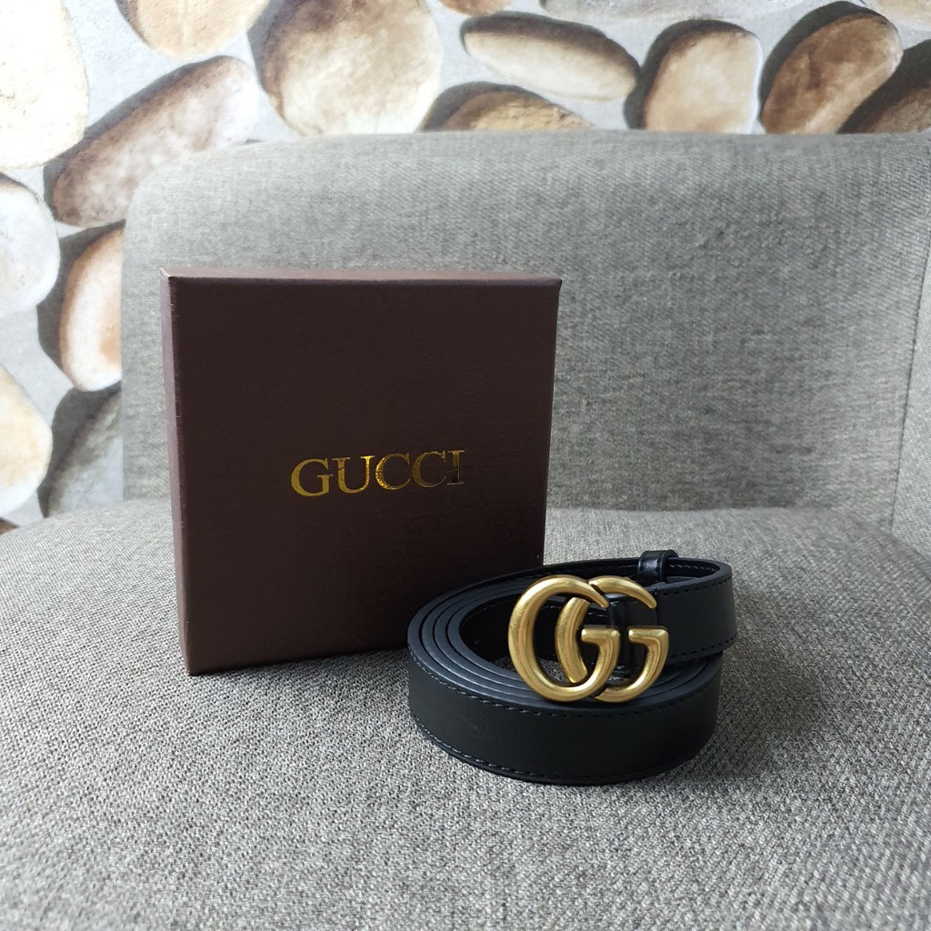 Thắt Lưng Da Gucci Màu Đen Phong Cách Vintage Cho Nam Và Nữ