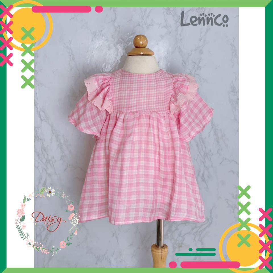 Váy Lenco kẻ caro hồng cực xinh cho bé gái