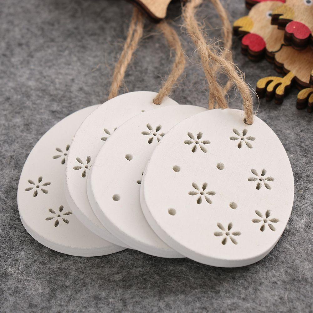 Set 8 Phụ Kiện Treo Trang Trí Hình Thỏ Phục Sinh Bằng Gỗ