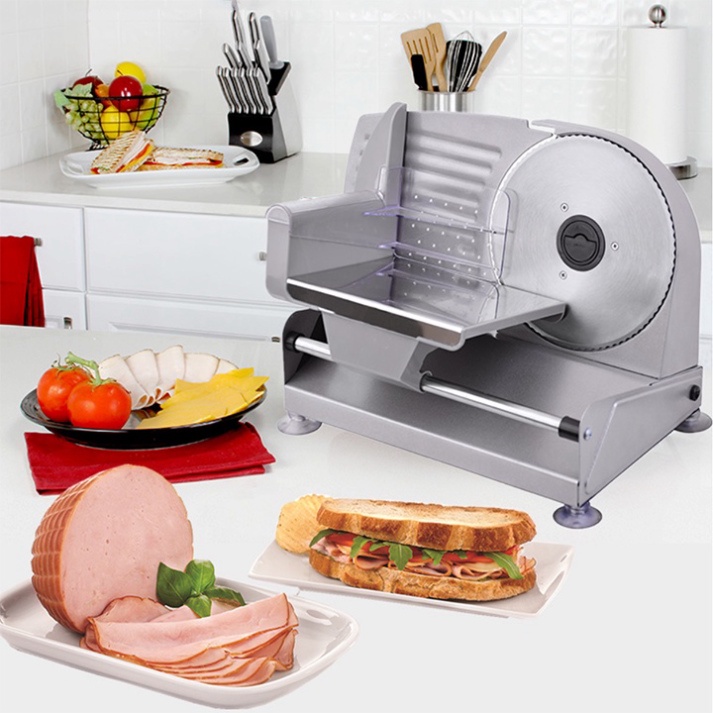 Máy thái thịt, rau củ - Máy cắt thịt đông lạnh bán tự động chỉnh độ dày 0.5-15mm.