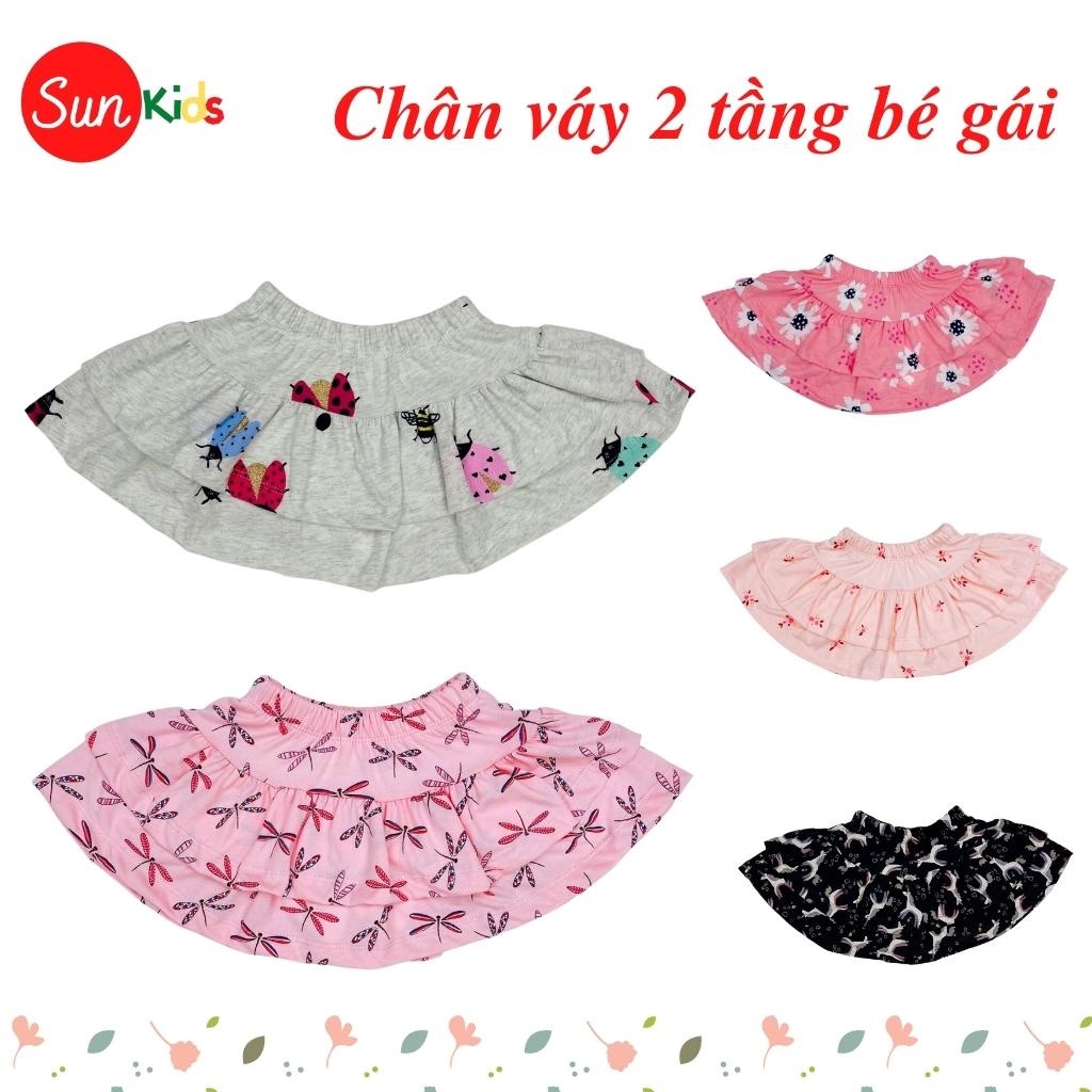 Chân váy cho bé, đầm bé gái 2 tầng, chất cotton, có quần đùi trong, size 1-5 - SUNKIDS