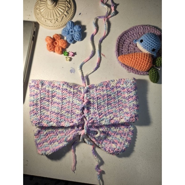 Áo len móc croptop crochet handmade màu sắc ngọt ngào hình thật