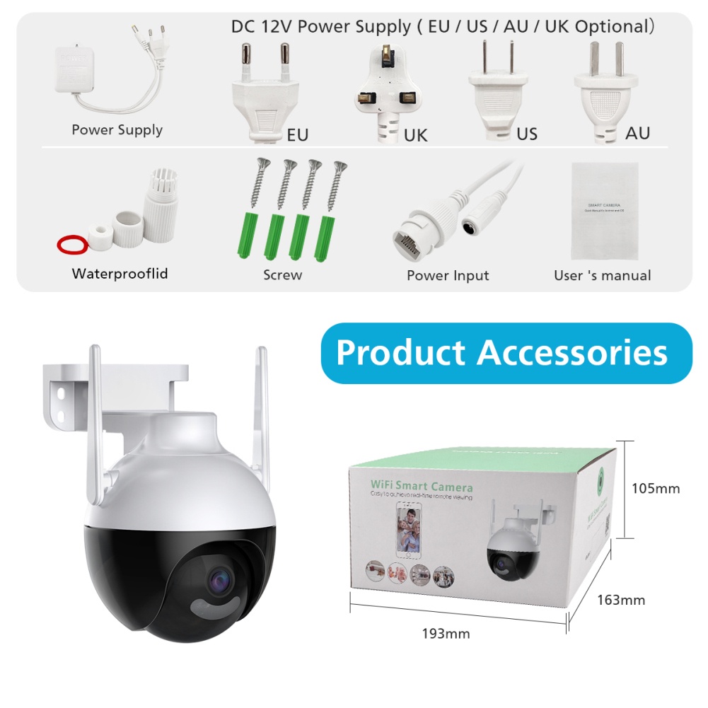 Camera Wifi Camera Ngoài Trời 4mp 2K 1080P Fhd Tích Hợp Xoay Ai Heby1