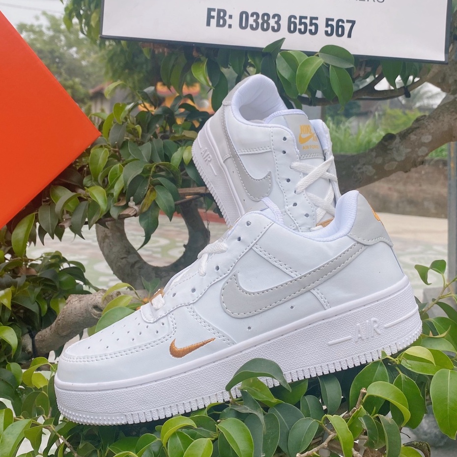 Giày thể thao air force Trắng kem xanh mũi đen, giày  AF1 LOW CREAM MŨI ĐEN DA THẬT cao cấp hót nhất 2022 nam nữ
