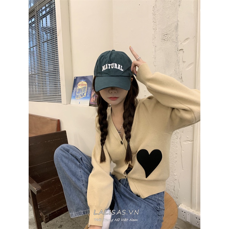 Áo len tay dài họa tiết trái tim thời trang Hàn Quốc cho nữ