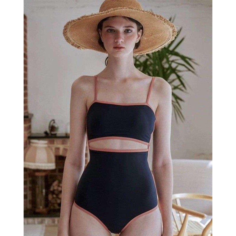 Bikini đồ bơi nữ 1 mảnh liền thân cut out phối hai màu