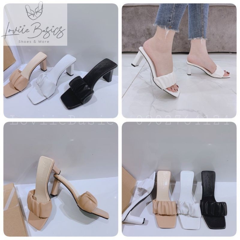 GUỐC CAO GÓT LOVIIE BASICS ĐẾ VUÔNG - GUỐC NỮ THỜI TRANG 7 PHÂN - QUAI NGANG GÓT VUÔNG D201111 D200356
